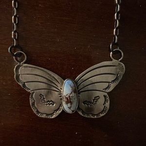 Golden hills turquoise butterfly necklace